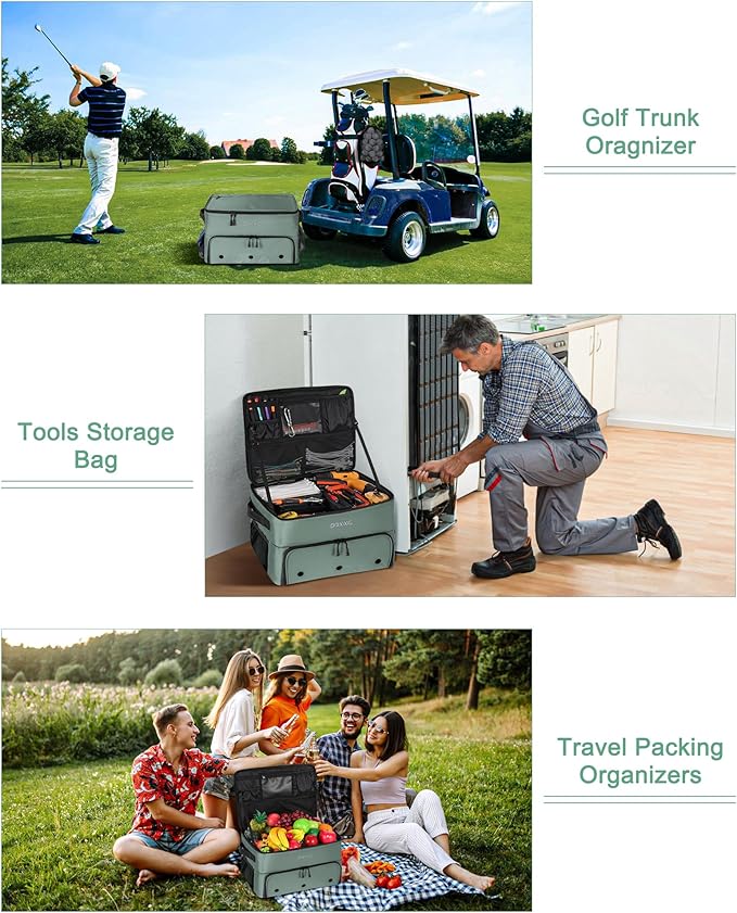 Golf Trunk Organizer, 2 Layer Waterproof Car Golf Locker with Separate Ventilated Compartment for 2 Pair Shoes, Golf Trunk Storage for Golf Accessories, Golf Gifts for Men