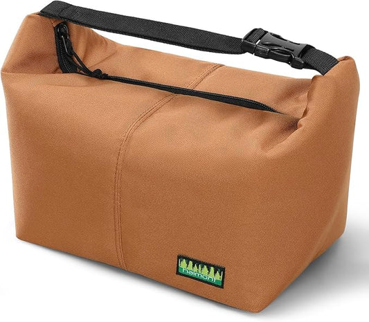 Haimont Small Lunch Cooler Bags for Work, Insulated Cooler Tote Lunchbag with Adjustable Buckle, Leakproof Soft Lunchbox for Outdoor, Daytrip, Camping, Brown