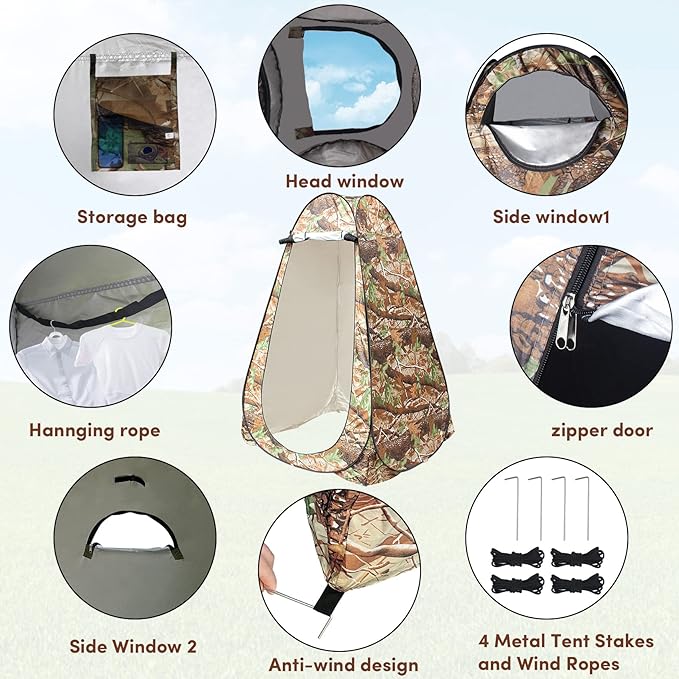 Pop Up Privacy Tent Shower Tent Changing Tent Portable Outdoor Camping Bathroom Toilet Tent Changing Dressing Room Privacy Shelters Room for Hiking and Beach Sun Shelter Picnic Fishing- Waterproof