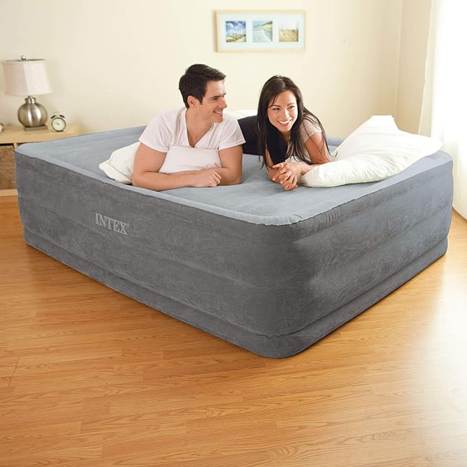 Intex Comfort Dura-Beam Airbed Internal Electric Pump Bed Height Elevated (2020 Model)