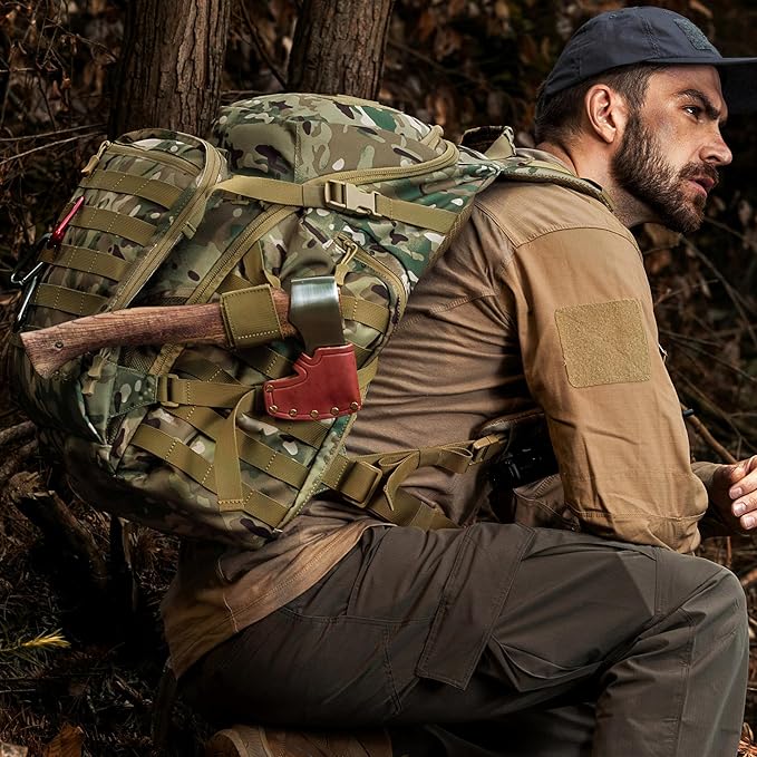 Large Tactical Backpack Military Army Daypack 3 Day Assault Pack Molle Rucksack Heavy Survival Bugout Emergency Bag 52L (Camo)