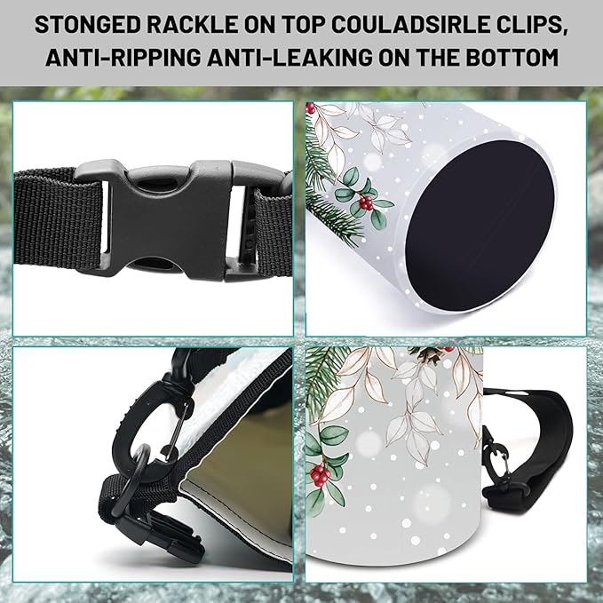 Waterproof Dry Bag,Roll Top Christmas Poinsettia Flower Pine Cones Waterproof Backpack 5L/10L/20L Floating and Lightweight Bags for Kayaking, Boating, Fishing, Swimming and Camping