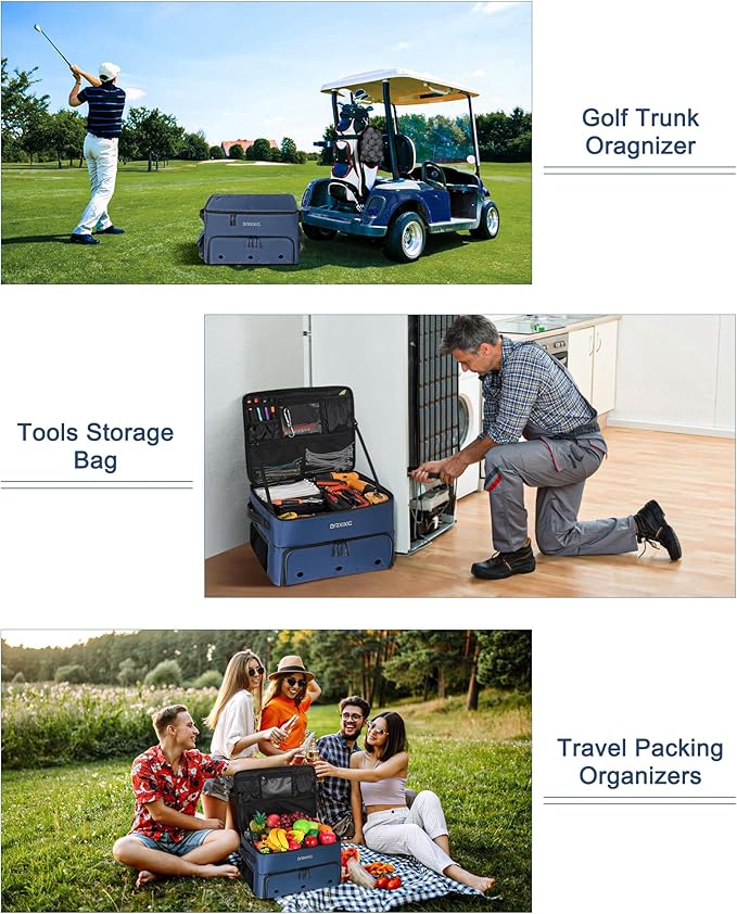Golf Trunk Organizer, 2 Layer Waterproof Car Golf Locker with Separate Ventilated Compartment for 2 Pair Shoes, Golf Trunk Storage for Golf Accessories, Golf Gifts for Men