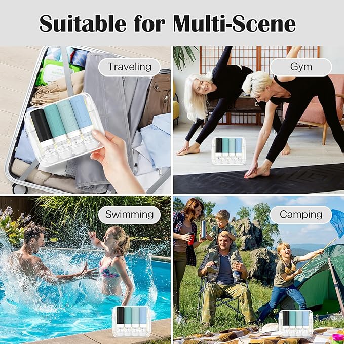 Redfly 17PCS Travel Bottles for Toiletries, TSA Approved Travel Size Containers, Leak Proof Travel Containers for Toiletries, Silicone Travel Kit for Shampoo, Conditioner, Lotion & Creams Gray