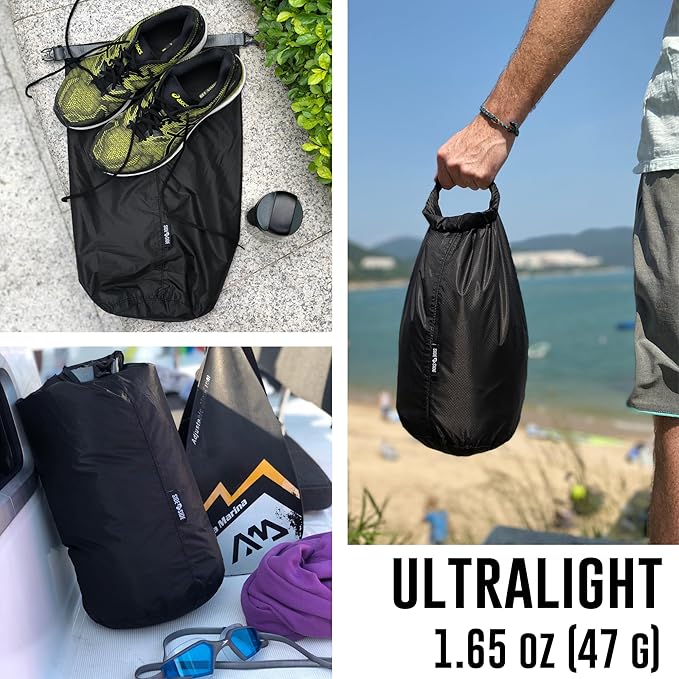 Side by Side Dry Bag 10 Liter Ultralight Waterproof – Lightweight Compression Sack for Kayaking, Hiking, Beach & Travel – CORDURA Fabric Stuff Sack for Wet Clothes, Gym Gear, Marine & Outdoor Use