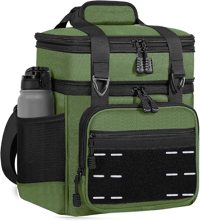 Lunch Box Cooler Bag - Insulated Tactical Lunchbox for Men - Large Lunch Pail for Adults Work Outdoor Shifts Trips Army Green 16L