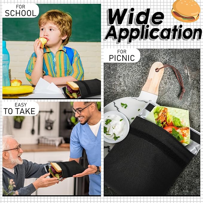 3 Pcs Insulated Sandwich Bag Reusable Snack Bags Washable Insulated Pouch Small Thermal Bag Reusable Lunch Bags for Work, Picnics, Travel, Office, Back to School(Dark Gray)