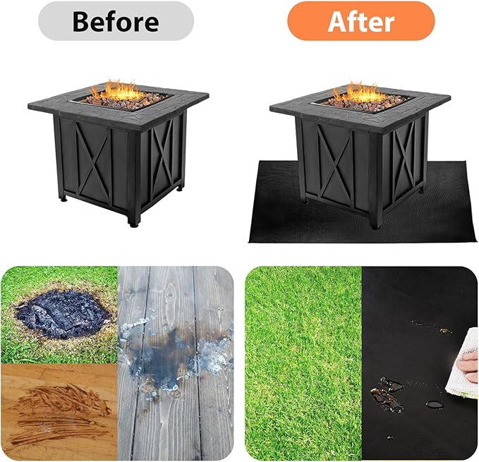 60 x 42 inch Under Grill Mats for Outdoor Grill, Double-Sided Fireproof Deck and Patio Protector Mat, BBQ Mat for Under BBQ, Waterproof Oil-Proof Grill Floor Pads Fire Pit Mat Fireplace Mat