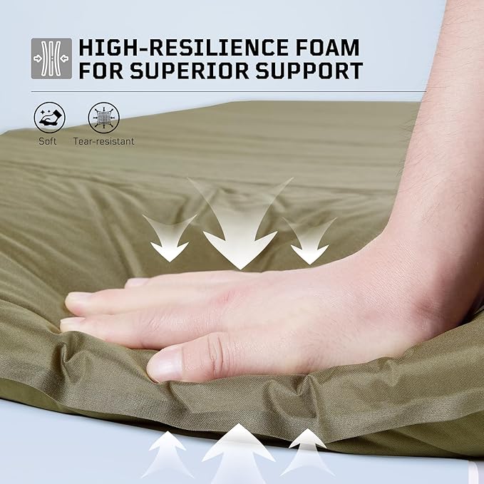 Self Inflating Sleeping Pad for Camping, Insulated Inflatable Camping Mattress for Winter, with Pillow, Dual Valves, Memory Foam, Sleeping Mat for Backpacking, Hammock, Tents, Floor