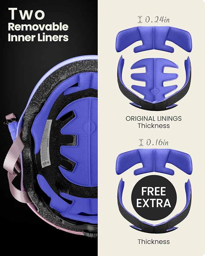 OutdoorMaster Skateboard Cycling Helmet - Two Removable Liners Ventilation Multi-Sport Scooter Roller Skate Inline Skating Rollerblading for Kids, Youth & Adults