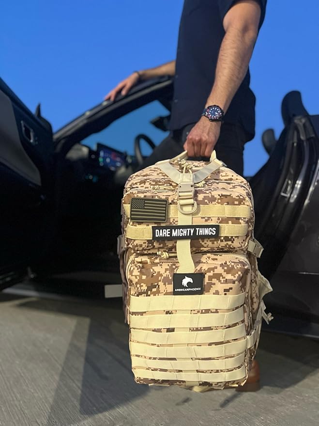 45L Elite Tactical Backpack | 3X Stronger Work & Military Backpack | Water Resistant and Heavy Duty | 3 Day MOLLE Bug Out Bag (Sand Storm)