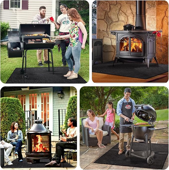 Large 76x52 inches Under Grill Mat for Outdoor Grill,Double-Sided Fireproof Grill Pad for Fire Pit,Indoor Fireplace Mat Fire Pit Mat,Oil-Proof Waterproof BBQ Protector for Deck and Patio