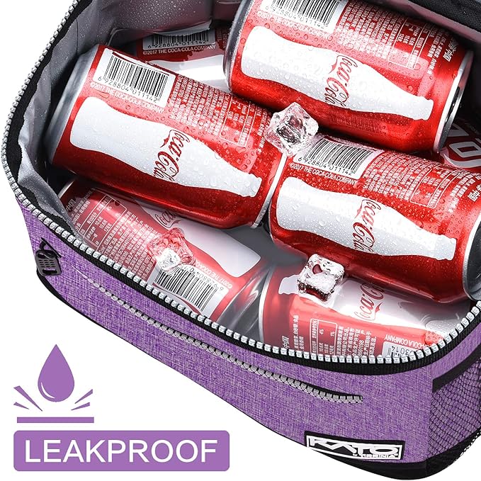 Tirrinia Insulated Lunch Box for Men/Women, Leakproof Thermal Lunch Bag for Office Picnic Work Beach Camping,Reusable Lunch Cooler Tote for Adult, Purple