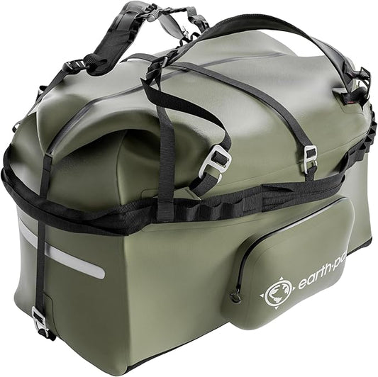 Earth Pak Waterproof Duffel Bag - Large Dry Bag, 1680D TPU, Heavy Duty, Camping & Marine Dry Bag, 8x8 Popout Pocket