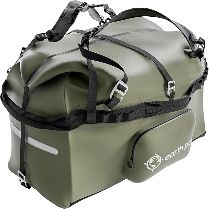 Earth Pak Waterproof Duffel Bag - Large Dry Bag, 1680D TPU, Heavy Duty, Camping & Marine Dry Bag, 8x8 Popout Pocket