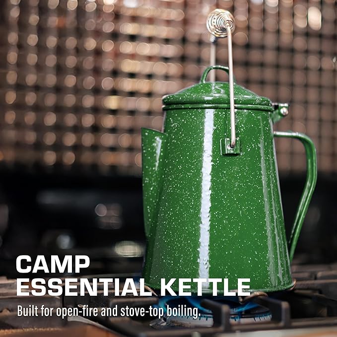 COLETTI Classic Camping Kettle - Tea and Camp Kettle, NO Aluminum or Plastic, Ideal for Boiling Water (Green)