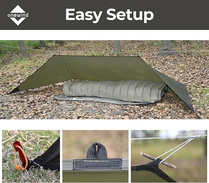 Onewind Emergency Shelter, Survival Shelter Tent, Lightweight Reusable Rainproof Windproof Shelter for Camping, Hiking, Backpacking and Camping Cot, OD Green