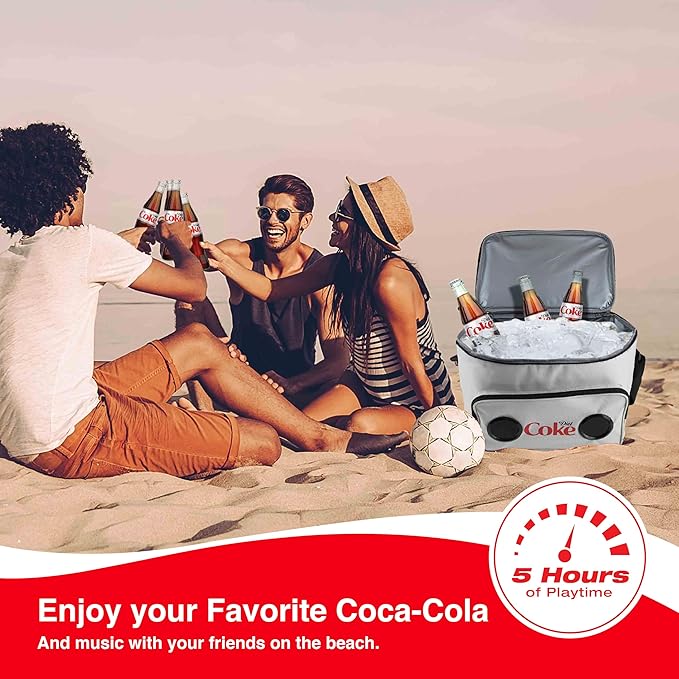 Cooler Bag with Built-in Bluetooth Stereo Speakers, Multi-Zipped Pockets, 24 Can Capacity, Adjustable Shoulder Strap, 12 Hours of Insulated Cooling and Freshness, for Camping, Fishing, Beach