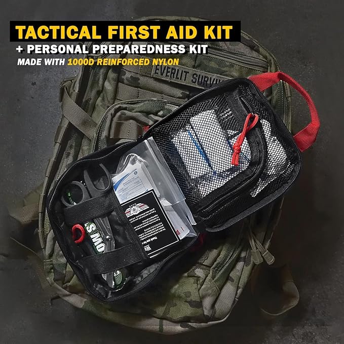 Everlit 180 Pieces Tactical First Aid Kit IFAK Molle EMT Pouch Outdoor Camping Emergency Kits for for Camping Boat Hunting Hiking Home Car Earthquake and Adventures Black
