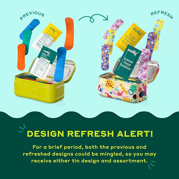 Welly Quick Fix, On The Go First Aid Kit, Assorted Bandages, Ointments, and Hand Sanitizer, Three Color Bandages - 2 Pack