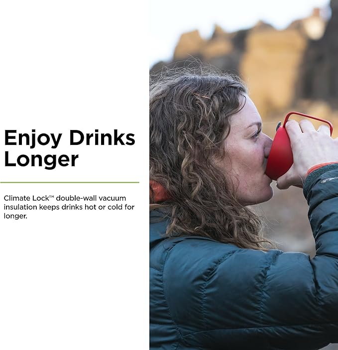 Klean Kanteen Camp Mug - Stainless Steel, Vacuum Insulated Coffee Mug - For Hot & Cold Drinks - With Splash-Proof Lid - Red, 12 oz