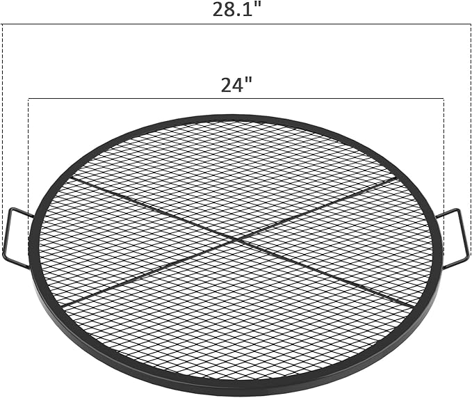 Stanbroil Heavy Duty X-Marks Fire Pit Cooking Grill Grates with Support X Wire, 24" Outdoor Round Cooking Grate BBQ Campfire Grill Grid - Camping Cookware