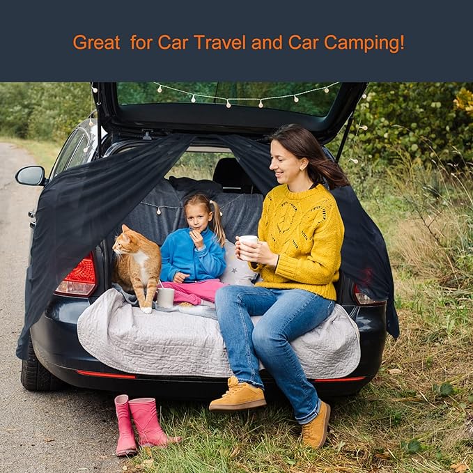 Car Tailgate Mesh Screen for SUV Van, Breathable Magnetic Car Tent for Tail Gate Hatch Camping Gear Accessories