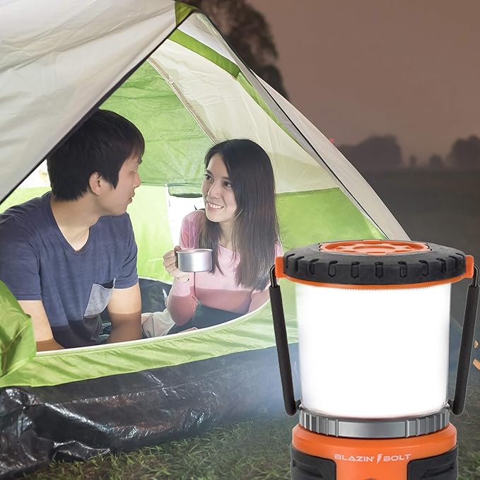 Blazin Bolt Rugged USB Rechargeable Lantern | 400 Lumen | 400 Hours of Light | 6000mAh Power Bank | 6 Modes | Camping, Emergency, Power Outage, Storm, Blizzard, Hurricane Survival
