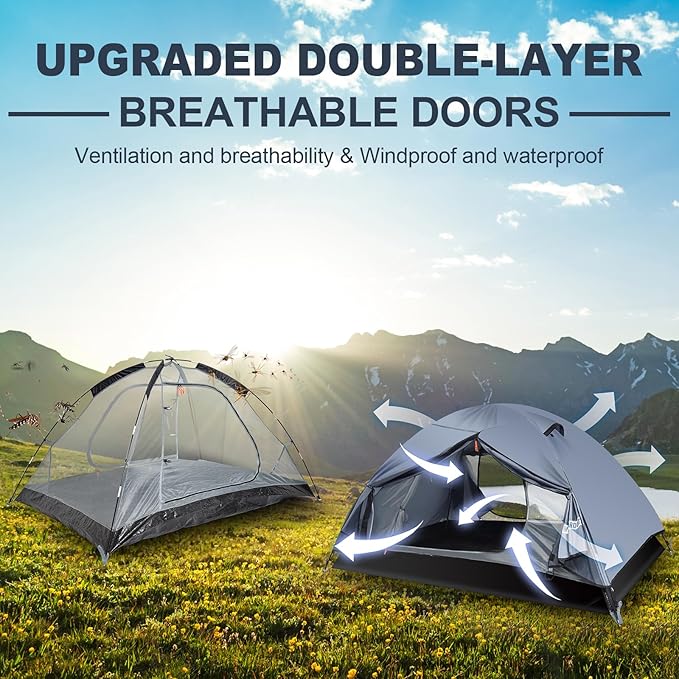 WILDROOTS Backpacking Tent, Mountain Hiking Tent for 2 Person, 4 Season Lightweight Camping Tent