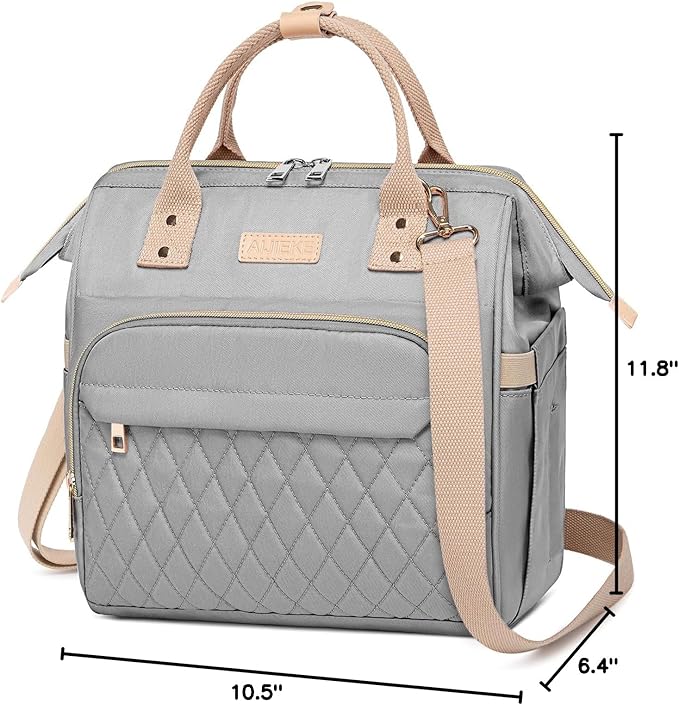 AIJIEKE Lunch Bag for Women, Large Lunch Box for Work Insulated Lunch Bag, Adult Leakproof Lunch Tote Cooler Bag with Side Pockets & Adjustable Strap, Lunch Purse for Picnic Beach Hiking, Grey