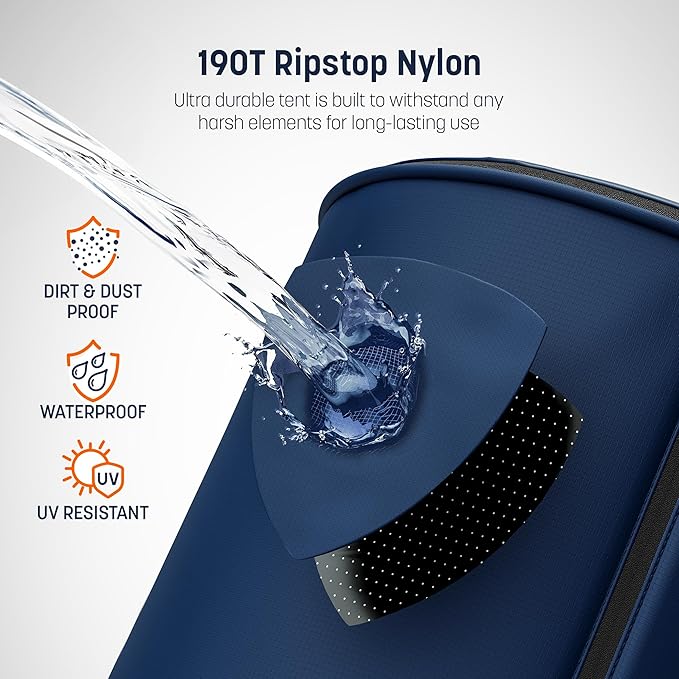 Instant Changing Tent for SUV Trunk, Easy Pop-Up Privacy Shelter with Liftgate Suction Pod - Portable Dressing Room for Beach, Outdoor Camping Shower, Toilet (Carry-Bag Included), Blue