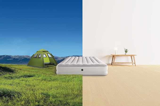 Intex 64177E Dura-Beam Standard Prestige Mid-Rise Air Mattress: Fiber-Tech – Twin Size – Quickfill USB Air Pump