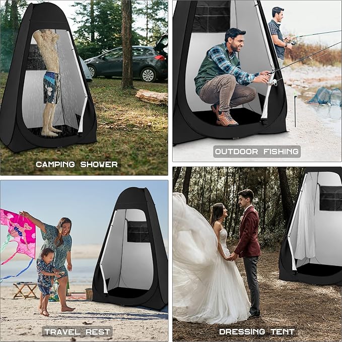 BRIAN & DANY Pop Up Shower Tent, Portable Privacy Camping Changing Tent, Camp Toilet Bathroom Pod with Rain Shelter & Windows, UPF 50+ & Waterproof, 47.2" x 47.2" x 74.8"