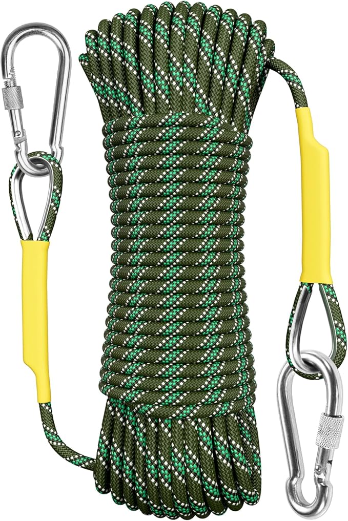 X XBEN Outdoor Climbing Rope 10M(32ft) 20M(64ft) 30M(96ft) 50M(160ft) 70M(230ft) 152M(500FT) 352M(1000FT) Static Rock Climbing Rope for Escape Rope Ice Climbing Equipment Fire Rescue Parachute
