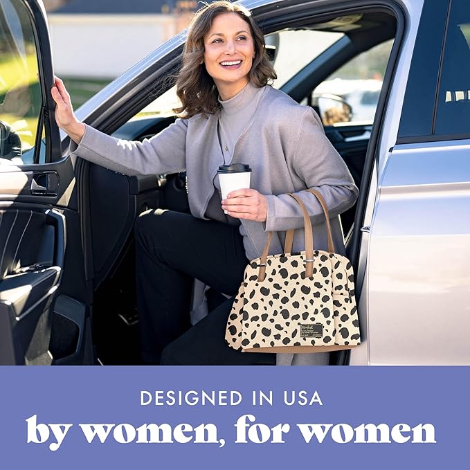 Fit & Fresh Lunch Bag For Women, Insulated Womens Lunch Bag For Work, Leakproof & Stain-Resistant Large Lunch Box For Women With Expandable Bottle Pocket, Zipper Closure, Laketown Lunch Bag, Cheetah