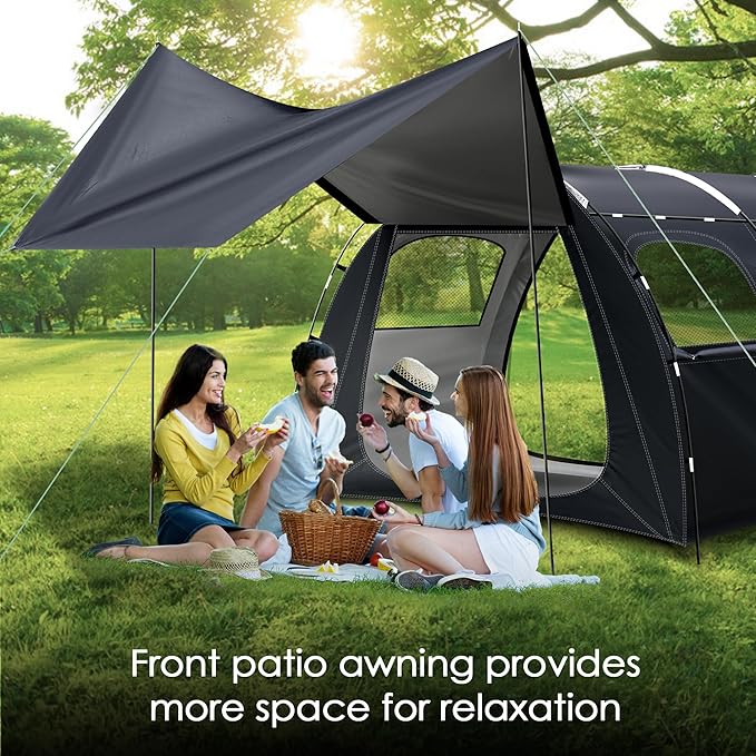 2-Room Camping Tent, Bicycle Camping Tent, Bicycle Storage Tent, 2-Room Family Tent, 1 Storage and Recreation Room, Curtains and Netting for Room divisions, Family Tent for Outdoor Bike Tours