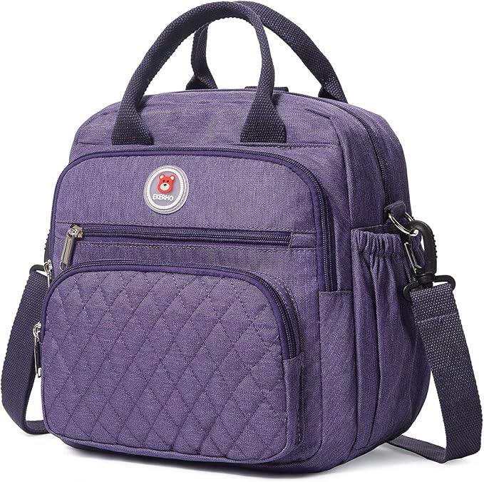 Insulated Lunch Bag Rucksack for Women/Men, 3 carrying way Lunch Tote, Large Waterproof Cooler Box with Side pockets for Adults, Work, Beach, Picnic, Purple