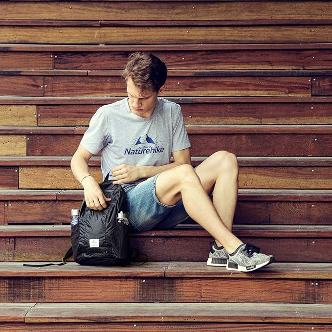 Naturehike 18L Lightweight Hiking Backpack, Waterproof Camping Packable Backpack Ultralight for Travel, Airplane, Small Hiking Daypack for Adults, Black