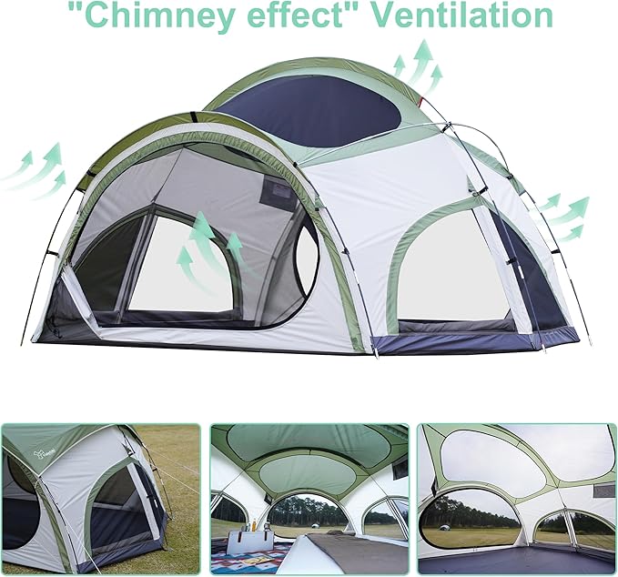 Vidalido 3-4 Person Camping Tent with 2 Large Mesh Door 4 Mesh Window Family Tents, Double Layer Waterproof Portable Easy Setup Camp Tent, Canvas Dome Tents for Camping Outdoor Hiking and Backpacking
