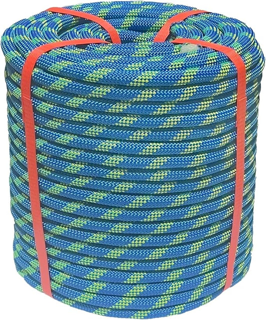 Arborist Rigging Rope 1/2 in x 200 Ft Blue Bull Rope Polyester Braided Arborist Rope 1/2 inch 48 Strands 200 Feet for Various Outdoor Applications Construction Climbing Swing Sailing