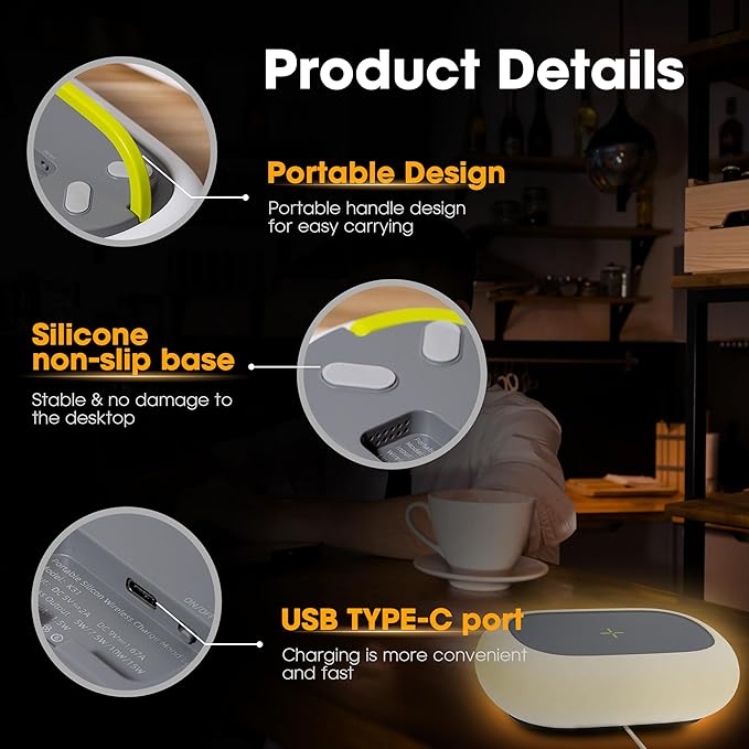 Camping Night Light with 15W Wireless Charging Camping Lamp 5 Light Modes Light for Tent Mini Tent Light for Camping Hurricane Power Outages Hiking Home