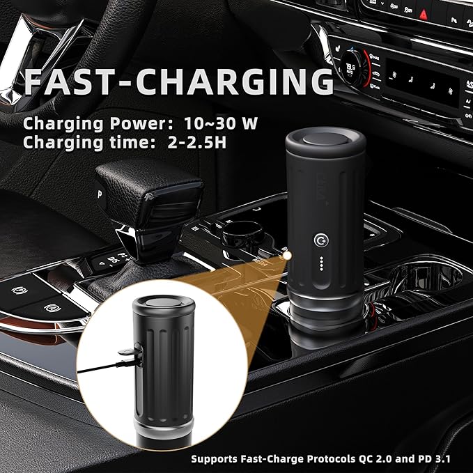 CERA+ Self-Heating Portable Espresso Machine,Up to 8 Cups per Charge & 22 Bar, 13500mAh, CERApresso Works with NS Capsules & Grounds, Electric Coffee Maker for Camping,Hiking,Office & Car/Air Travel