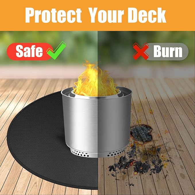 Fire Pit Mat Compatible with Solo Stove Accessories, Grill Mats for Outdoor Grill Compatible with Solo Stove Ranger, Bonfire,Yukon, 3-Layer BBQ Matt for Under Grill to Protect The Deck, Patio, 58.5in