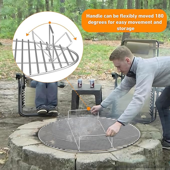 only fire Stainless Steel Cooking Grate BBQ Cladding Rod Cooking Grate for Grill, Fire Pit, 30-inch