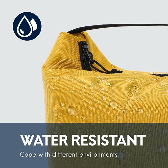 Haimont Small Insulated Lunch Bag for Men, Women, Portable Soft Cooler Bag with Buckle, Leakproof Lunchbox for Work, Travel, Camping, Hiking, Beach, Yellow