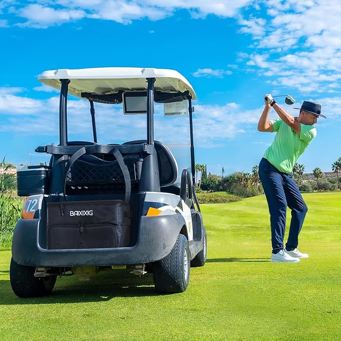 Golf Trunk Organizer, 2 Layer Waterproof Car Golf Locker with Separate Ventilated Compartment for 2 Pair Shoes, Golf Trunk Storage for Golf Accessories, Golf Gifts for Men