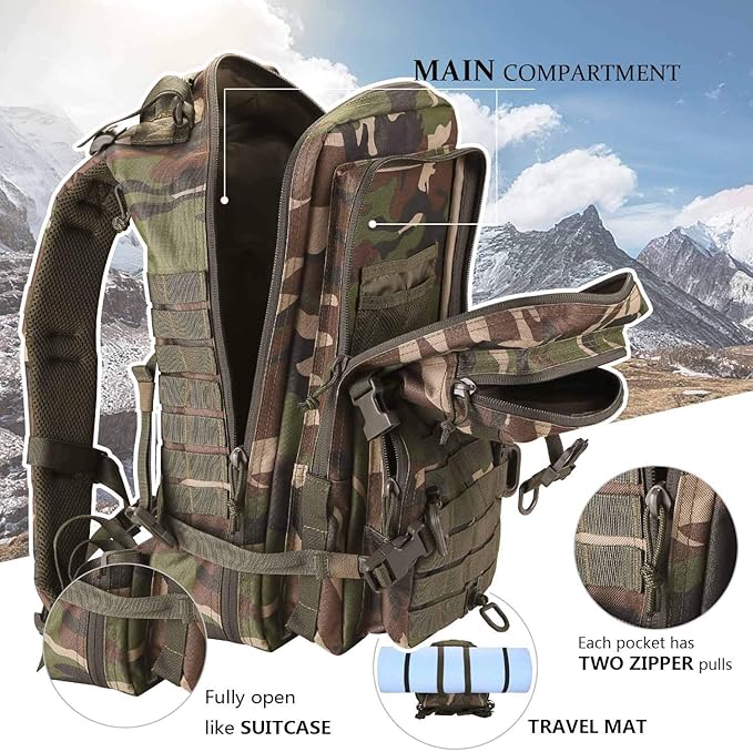 MOLLE Assault Pack, Tactical Backpack Military Army Camping Rucksack, 3-Day Pack