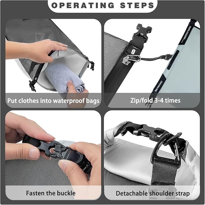 Waterproof dry sack Lightweight Dry Bag Soft and comfortable stuff sacks for backpacking Rafting Boating Camping (Dark bule, 4L 8L)