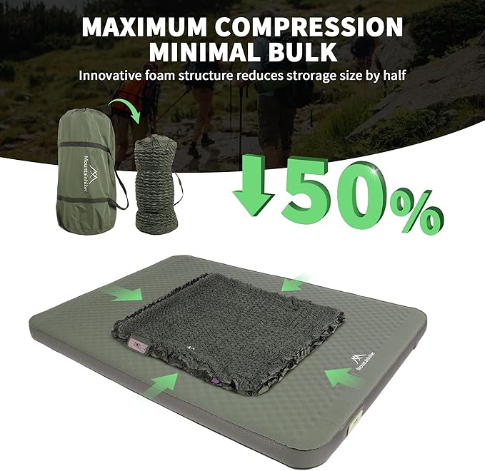 Self Inflating Double Sleeping Pad with Foam and Electric Pump，Innovative Y-Shaped Telescopic Structure，4.3" Thick Ultraportable Camping Mattress，Outdoor Compact Air Mat for Tent Car（4.2*79*55 inch）