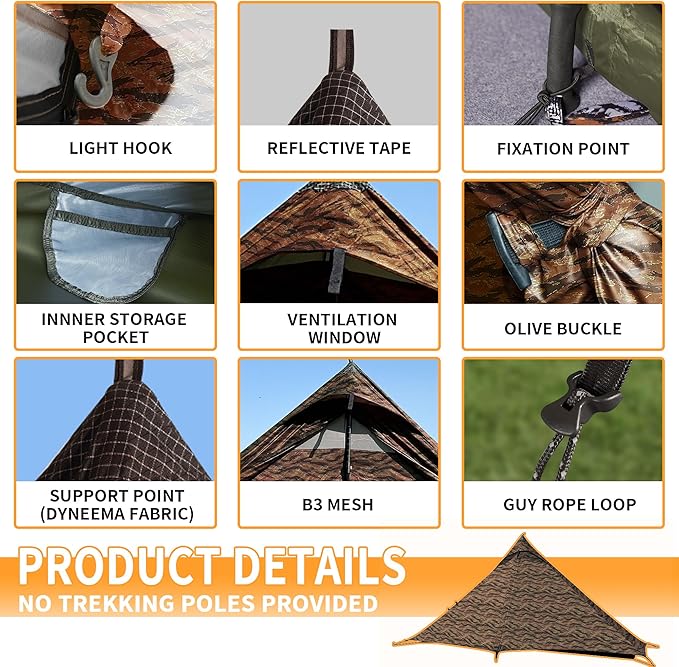 Ultralight Tent, Easy Setup, 1-2 Person Waterproof and Portable Tent for Camping Hiking Outdoor Climbing